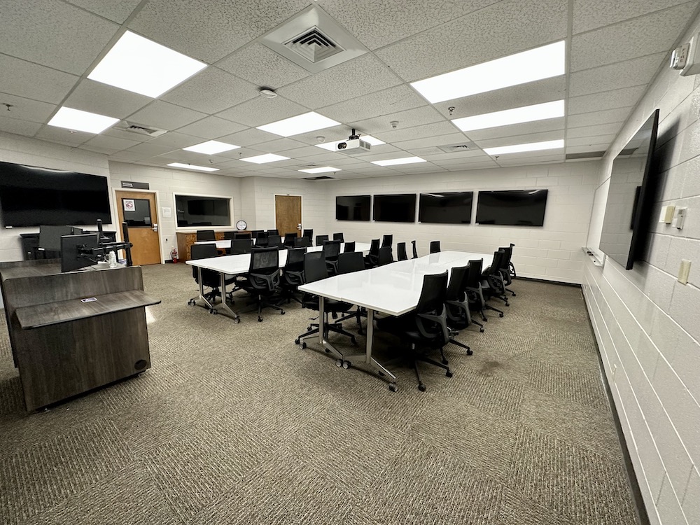 classroom with chairs and tables