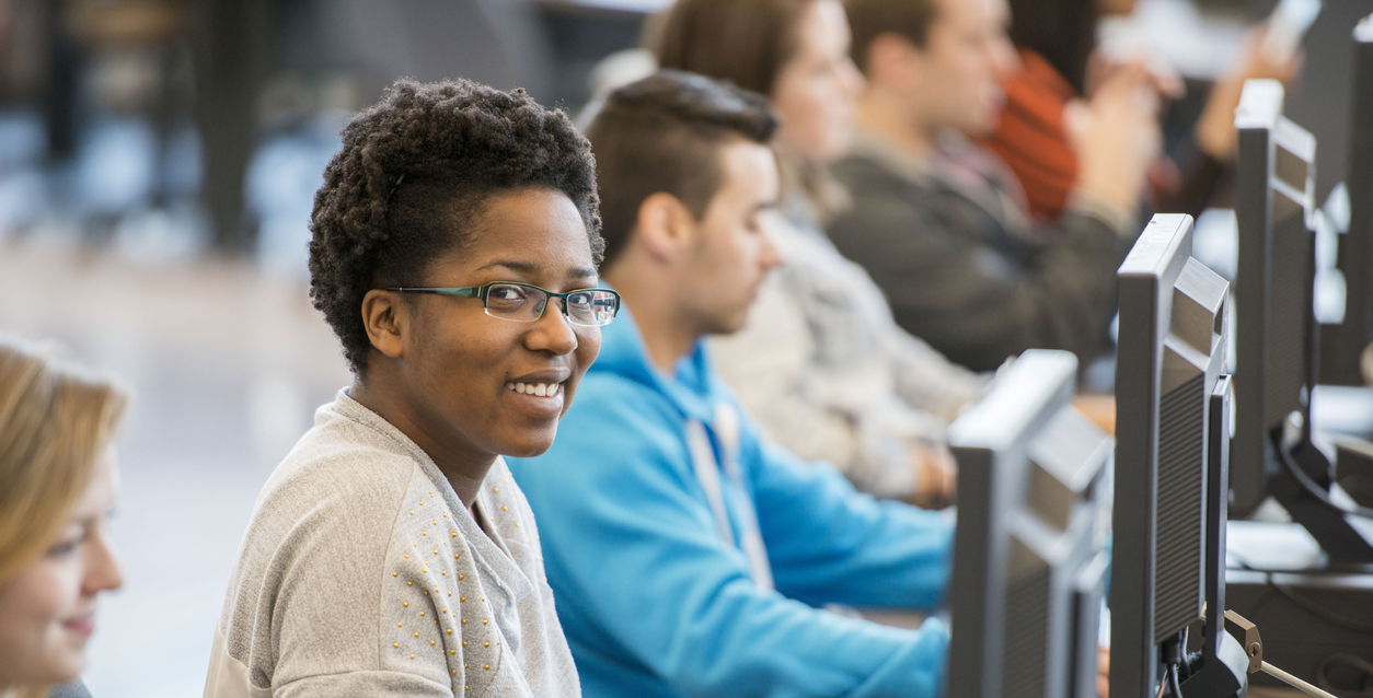 Student in computer lab