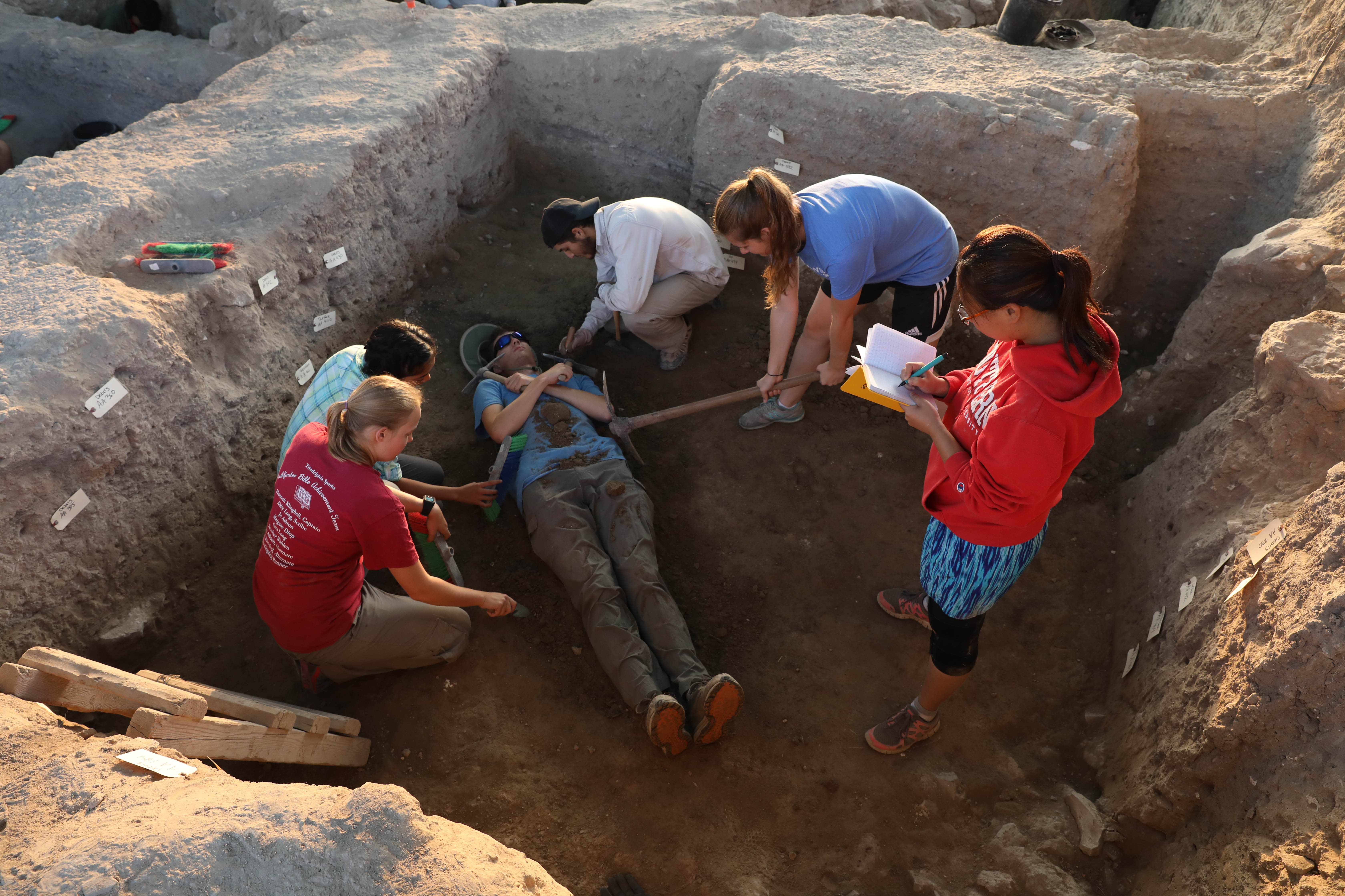 Volunteers at dig sight