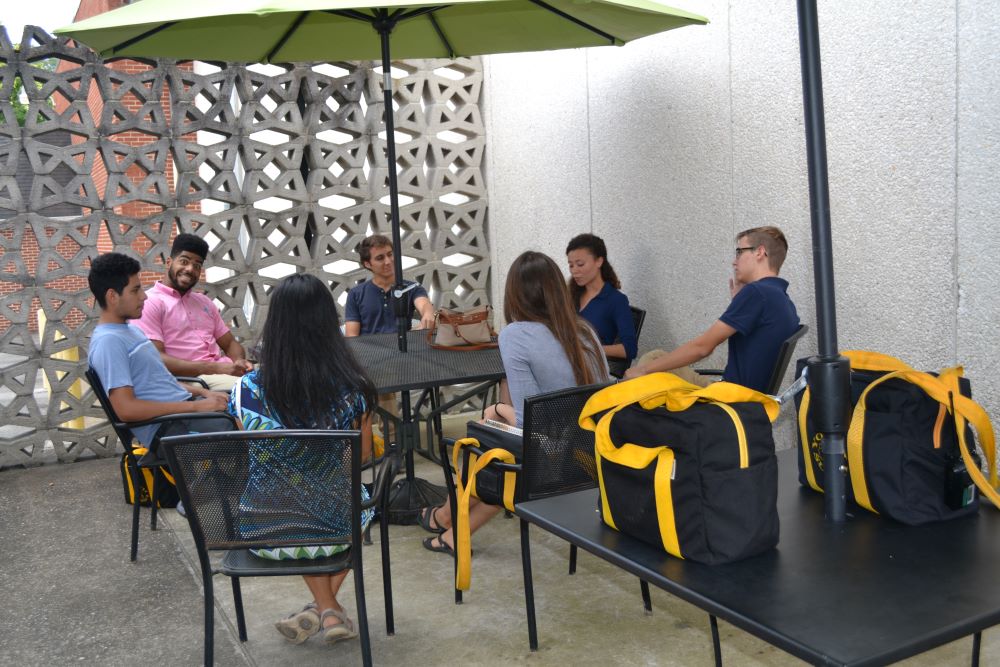 People sitting around a table