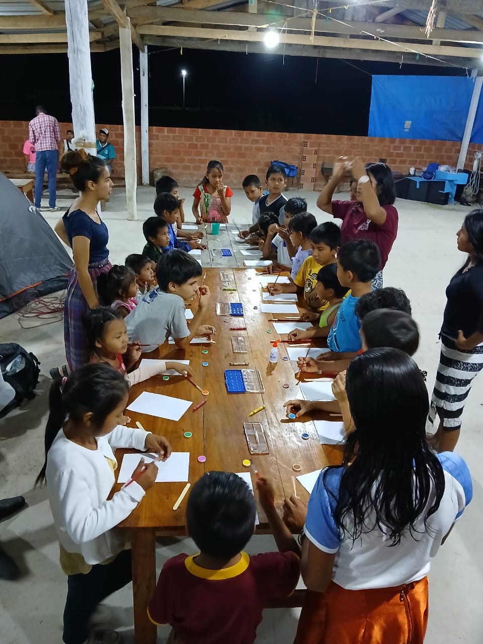 Children's program on a mission trip to a local indigenous community.