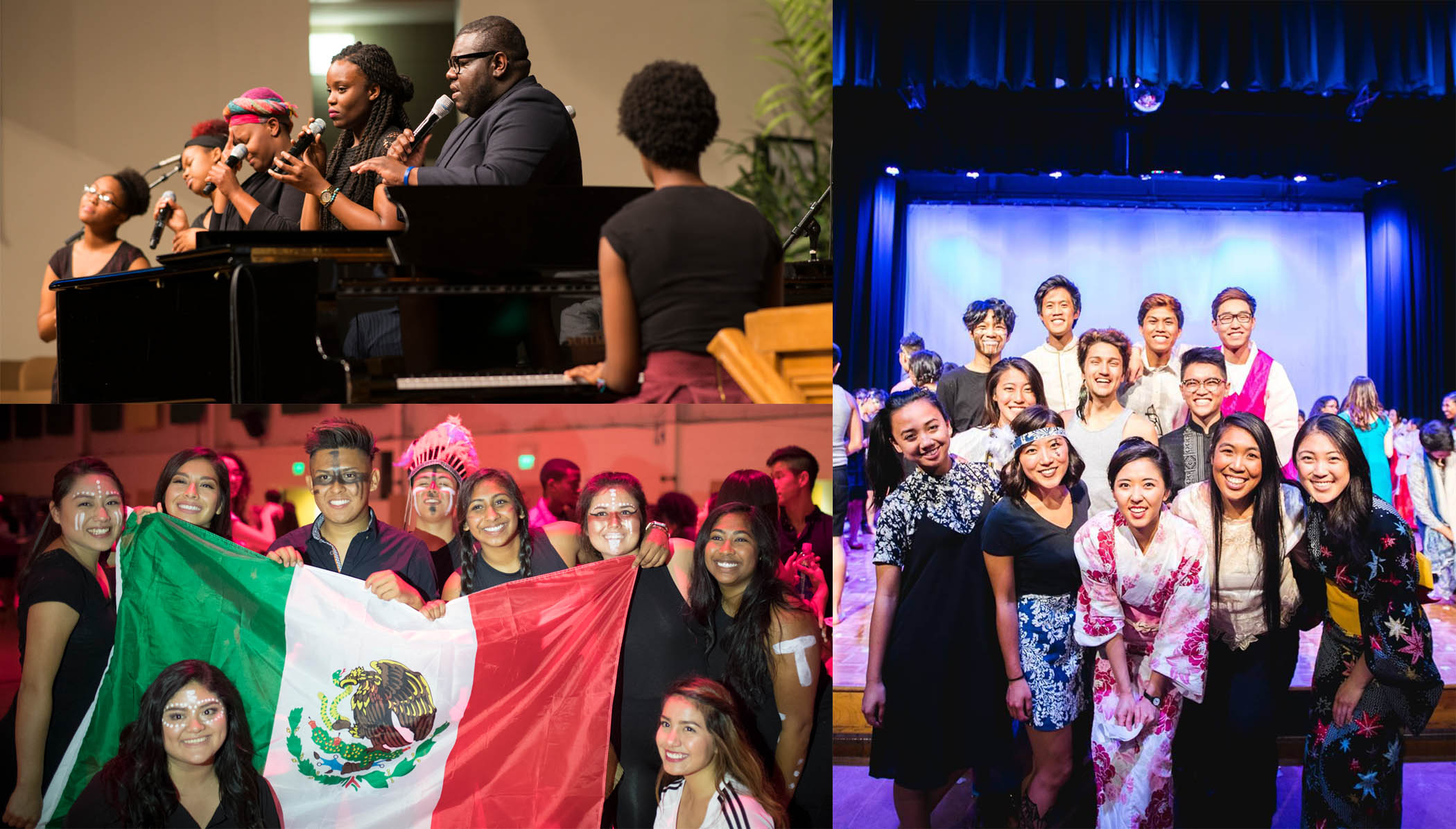 a collage of group pictures from BCU, Asian club, and LAC