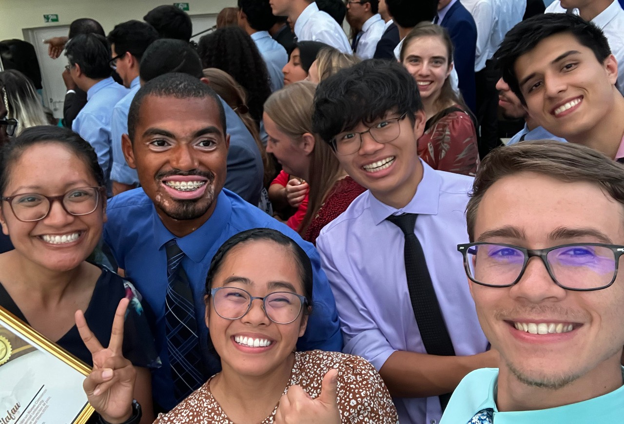 Dawson Stephens (front right) on a mission trip with friends