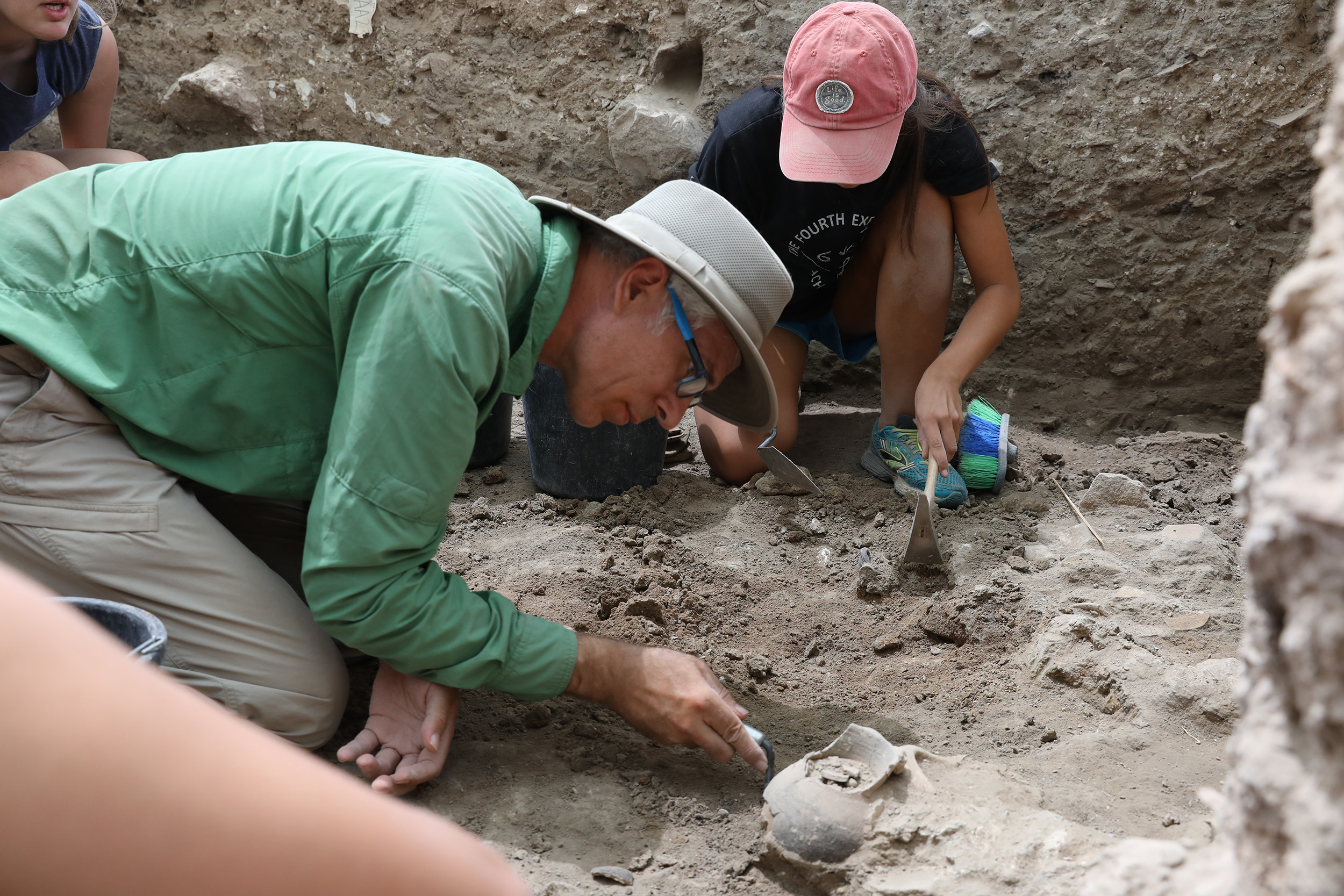 Michael Hasel and Katherine Hesler work in the Lachish excavation area where the comb was uncovered.